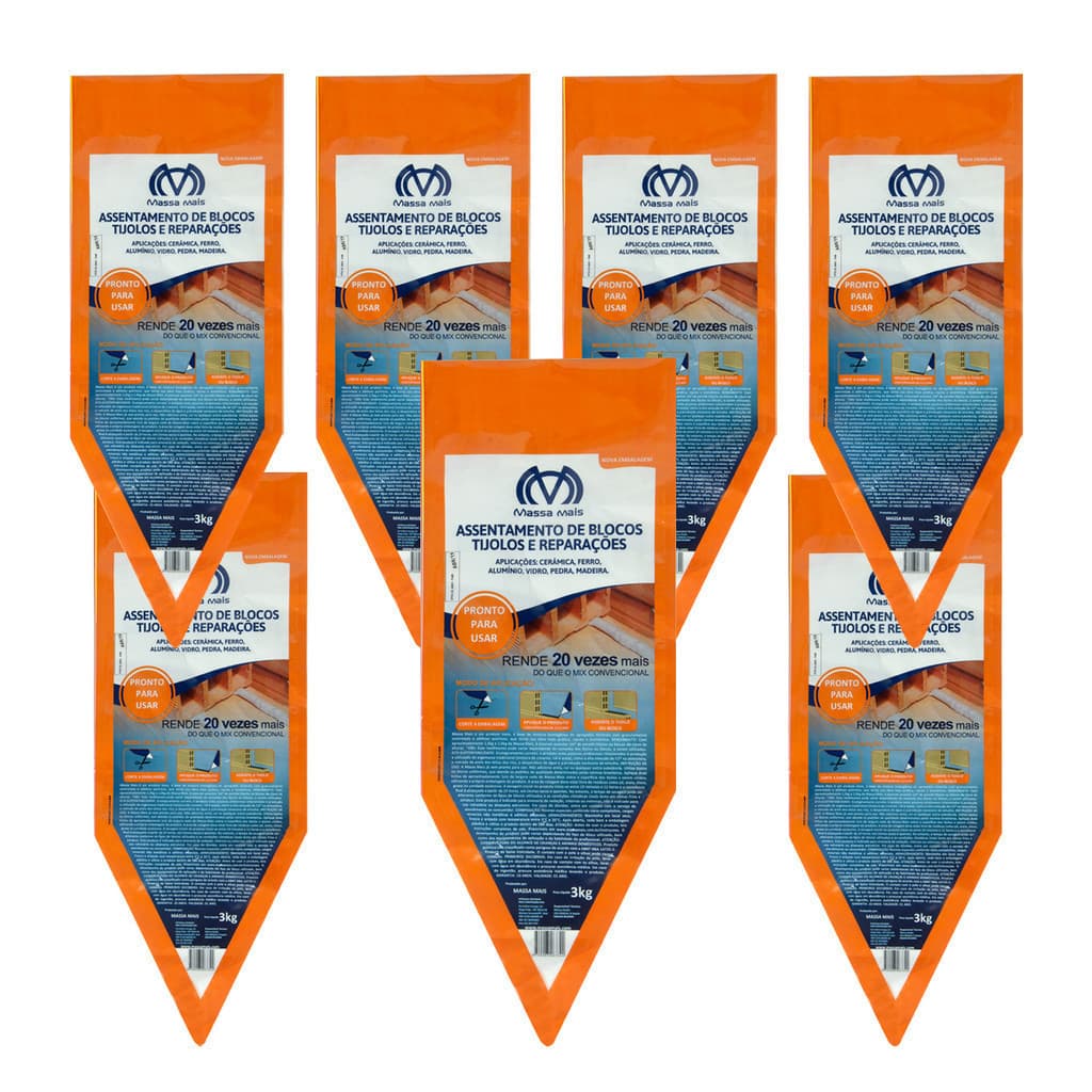 Kit 7 Packs Argamassa massa Polimérica Cola Blocos E Tijolos 3kg