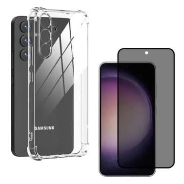 Kit Capa Transparente + Película 3D de Vidro Privacidade Samsung  M55