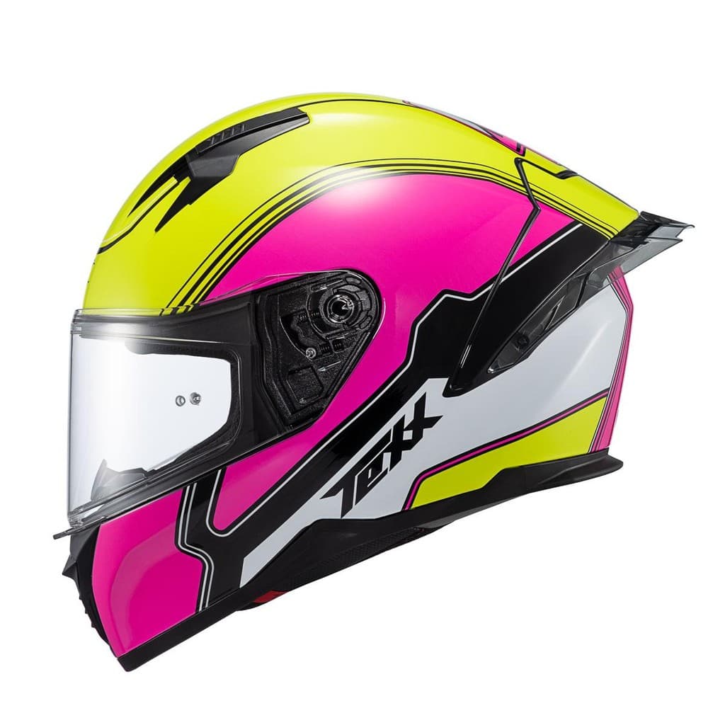 Capacete Texx Fecha Raptor Hornet Verd Ros Branc Bril 62 [F016]
