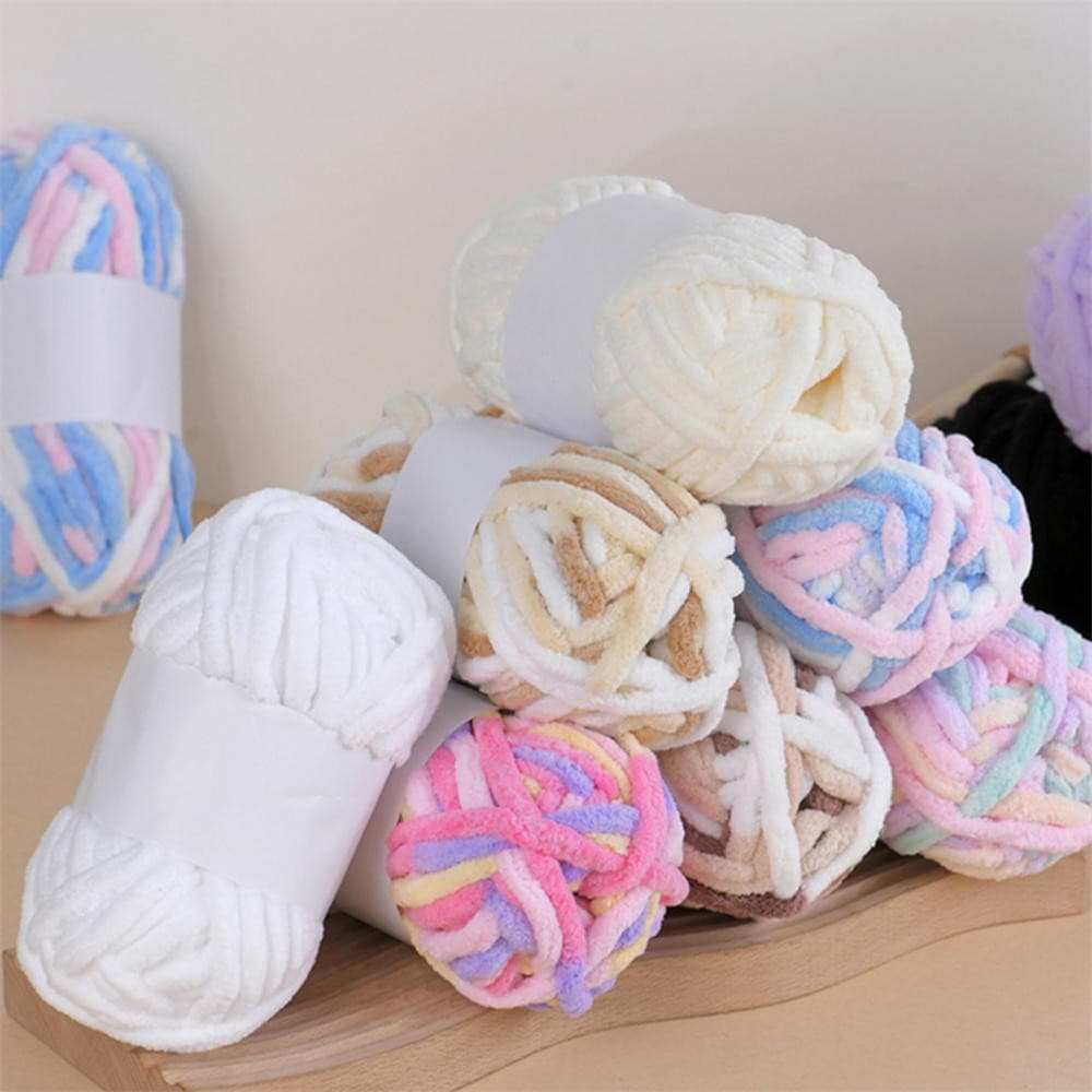 1 peça de fio de Chenille grosso e veludo misto colorido gradiente fio de gelo DIY cachecol de lã de malha D----