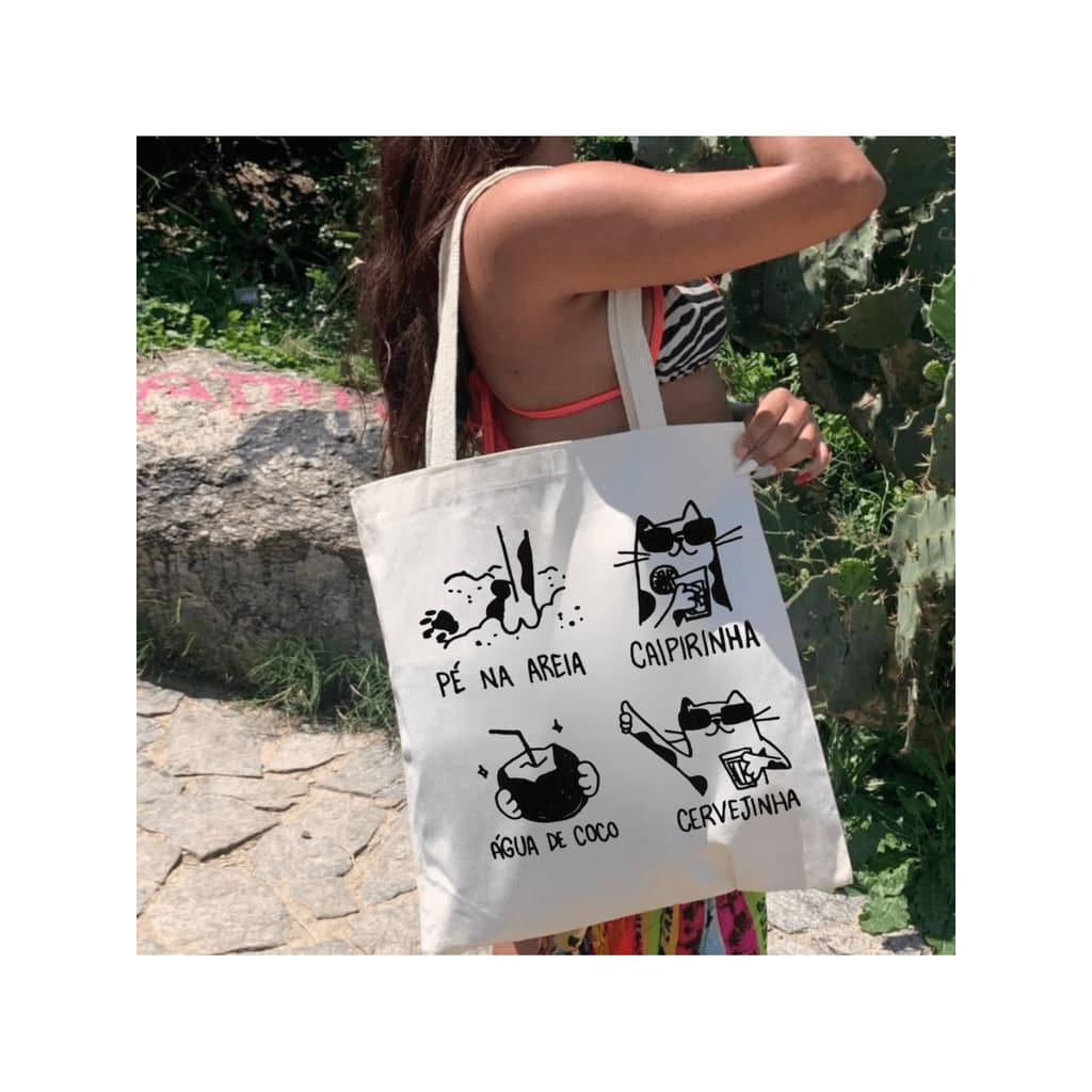 Kit C/5 un Atacado EcoBag 100% algodão Estampa Vivant cat