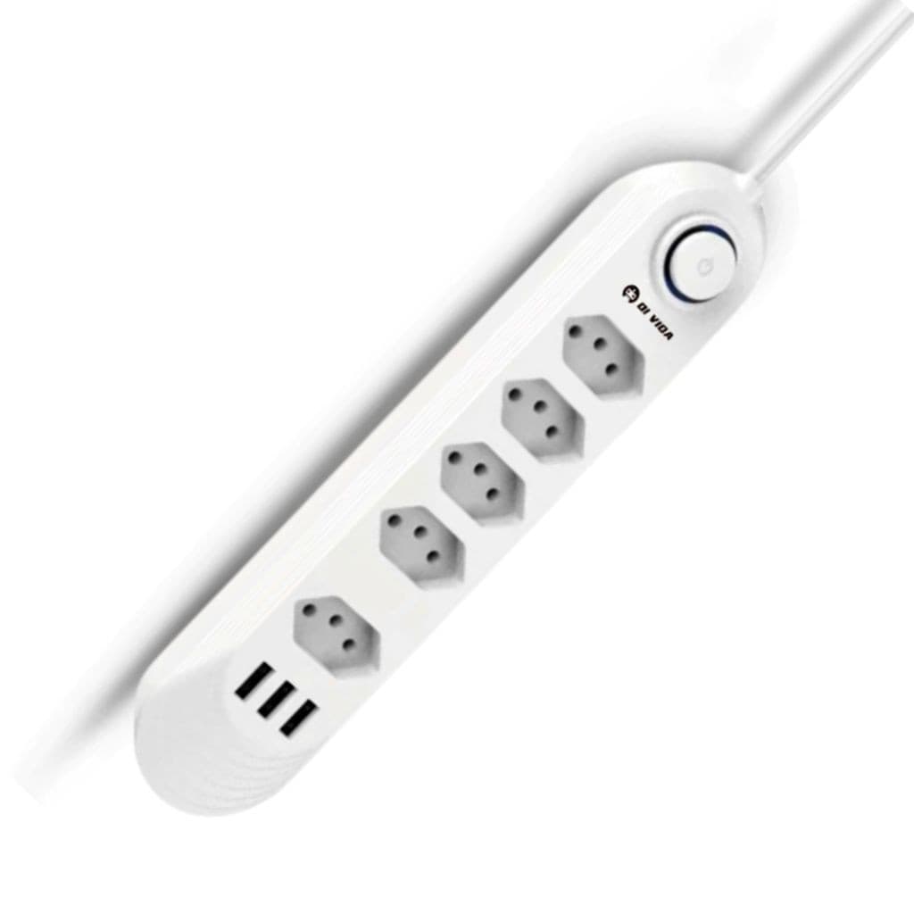 Extensão Elétrica Filtro De Linha Inteligente Régua proteção zov 5 tomadas tipo-j, 3 usb Bivolt 110v/220v