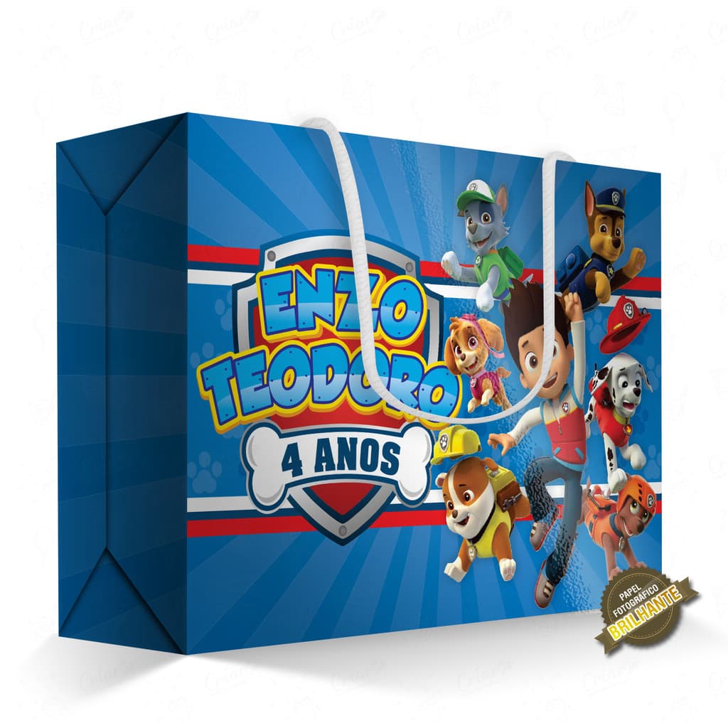 10, 15, 20 ou 25 unid - Caixa Surpresa - Patrulha Canina (Modelo 1) - [QUALIDADE PREMIUM COM BRILHO] - Sacolinha