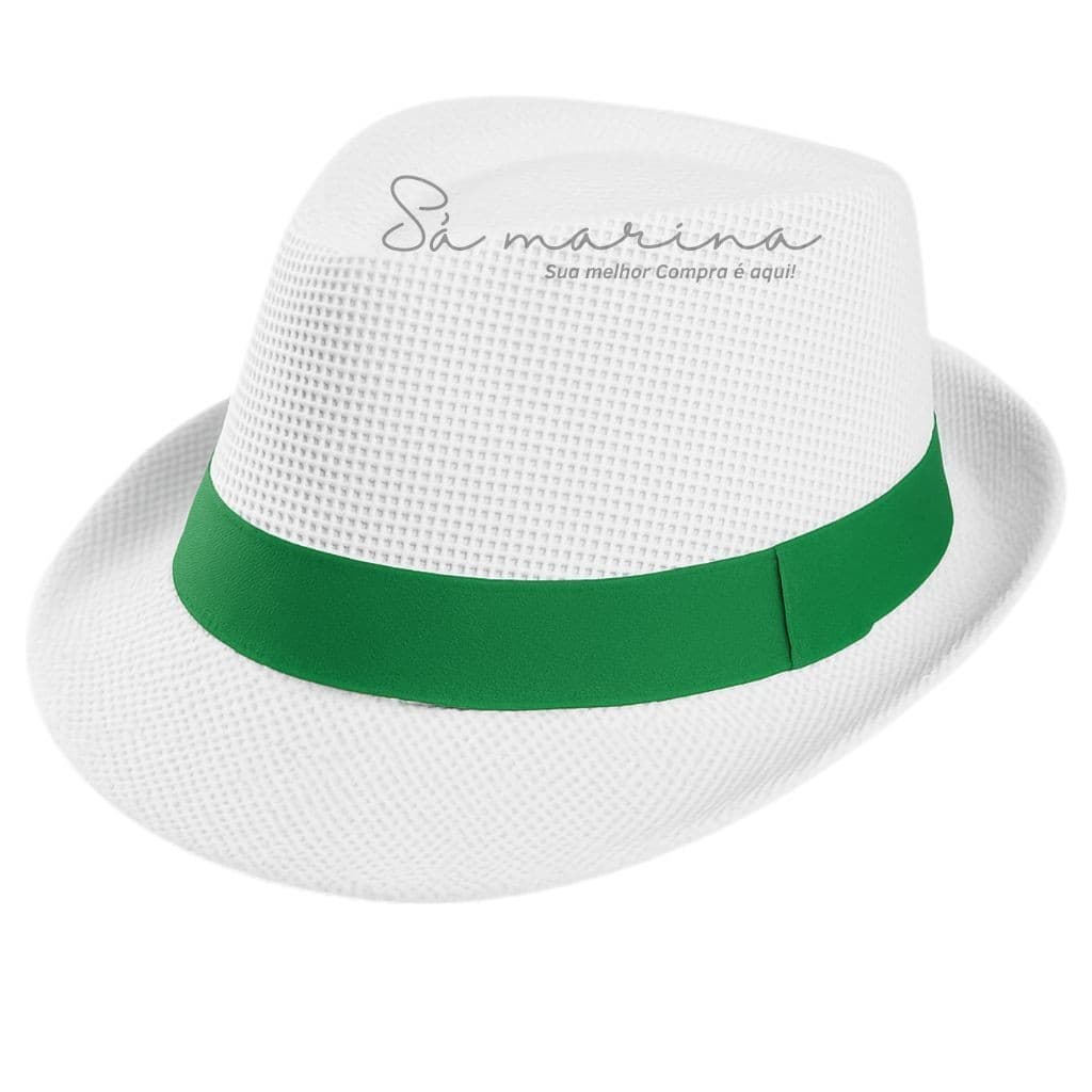 Chapéu Malandro Branco Com Fita Verde Panamá
