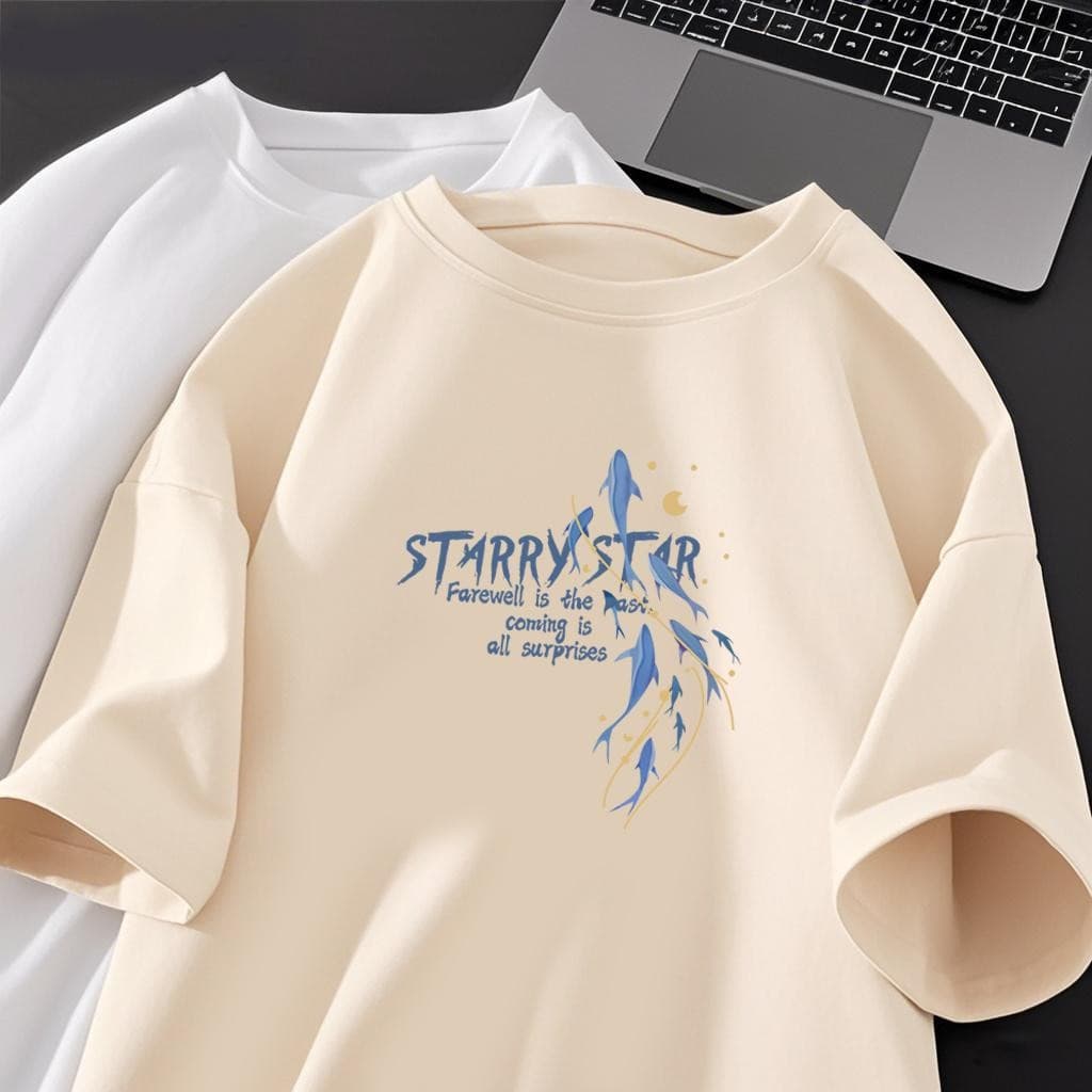 100 % Algodão Verão Em Torno Do Pescoço Manga Curta Dos Desenhos Animados Feminino Impresso Camiseta Solta Tamanho Grand