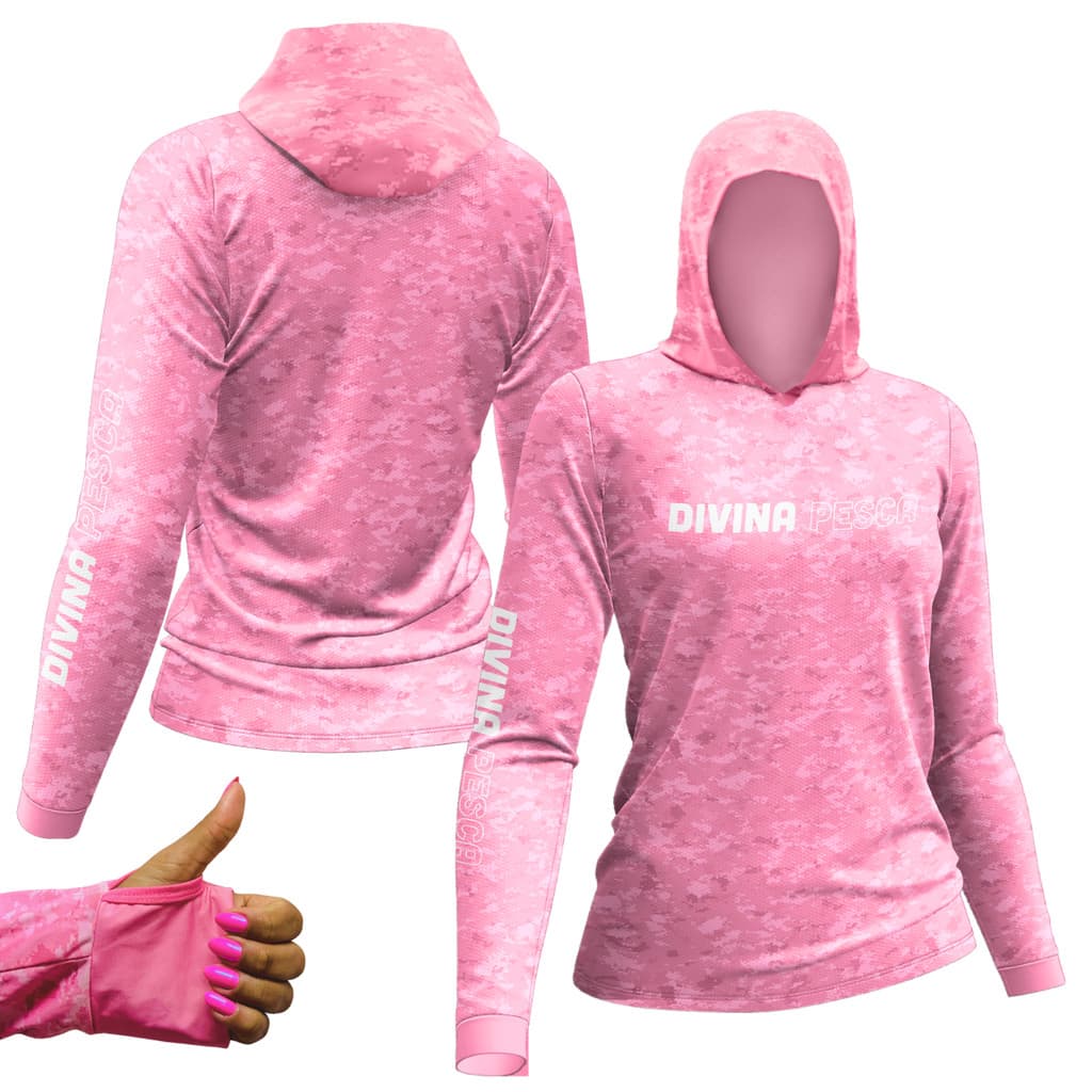 Camiseta Pesca Feminina Esportiva Uv50+Proteção Divina Pesca
