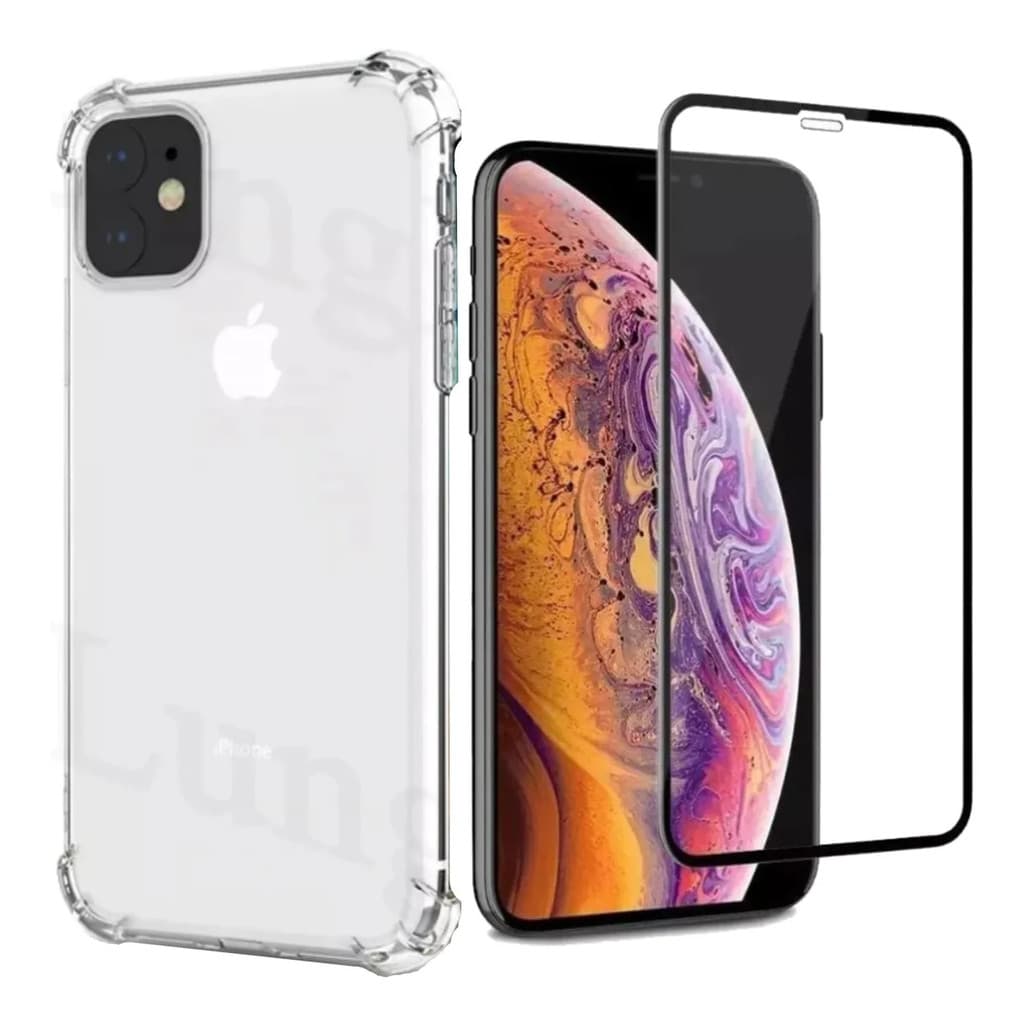 2 Plicula 3D + Capinha Tpu Anti Impacto Transparente Para Iphone Todos Modelo