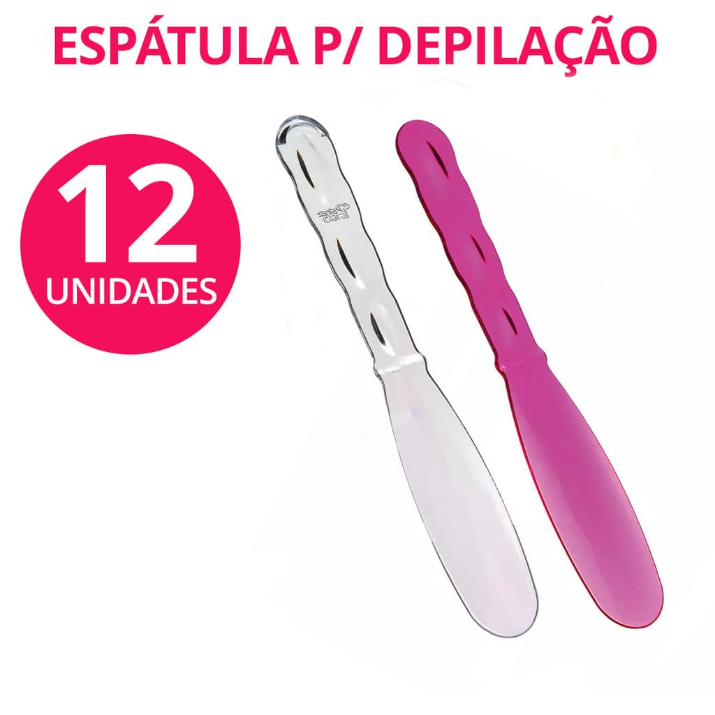 Espátulas Acrílicas Kit C/12 p/ Depilação e Cremes – 17,5×2,0 cm, Laváveis e Ideal p/ Uso Profissional e Doméstico