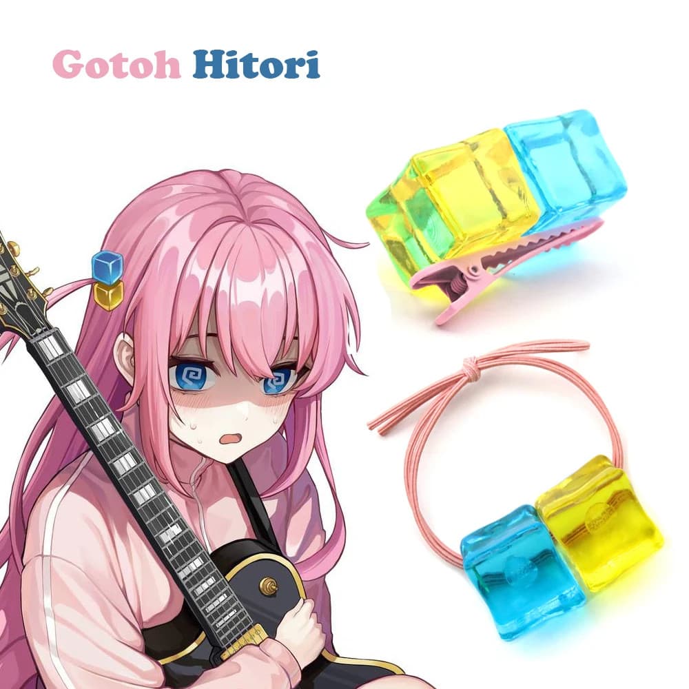 Anime BOCCHI THE ROCK Gotoh Hitori Faixas De Cabelo Elásticas Azul Amarelo Cubos De Gelo Grampos Enfeite Joia Presente