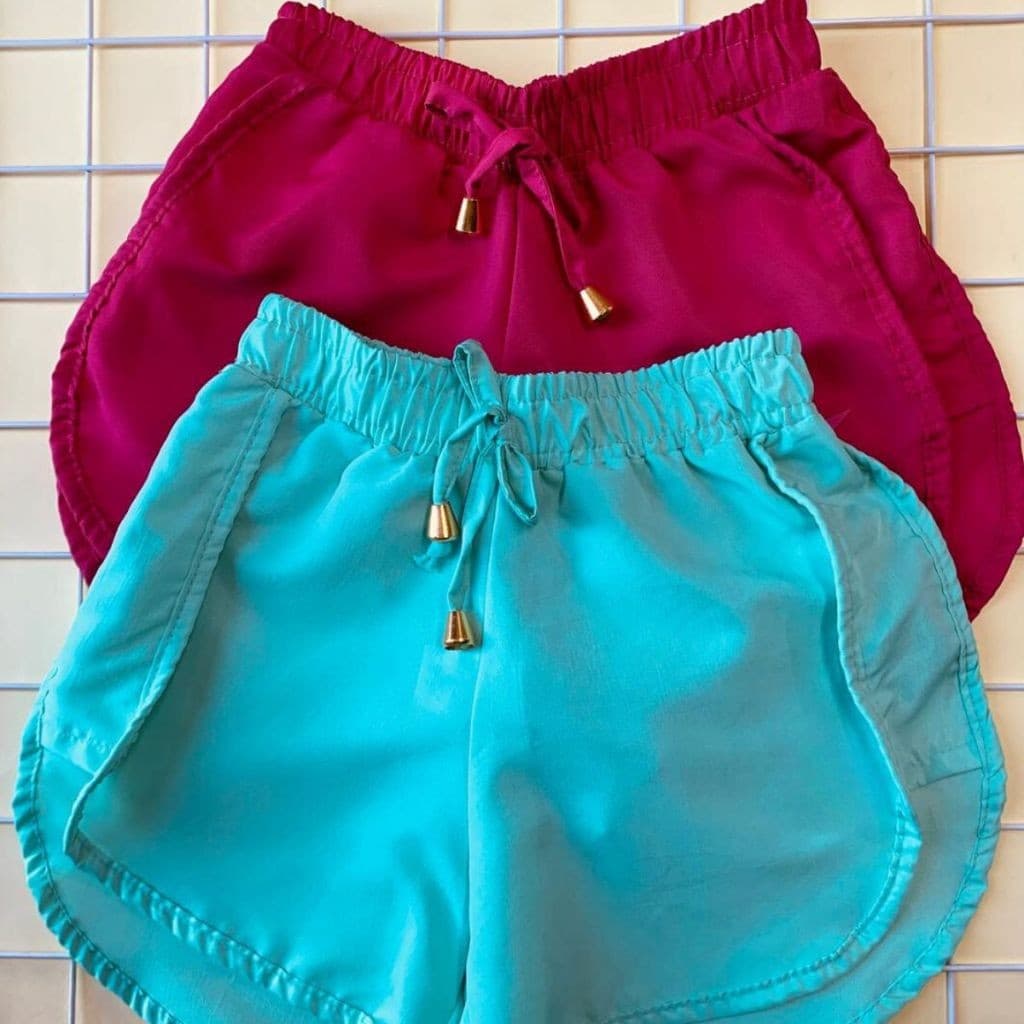 Kit 2 Shorts Bermudinha Lisas Infantil Menina Tactel Praia e Piscina Juvenil