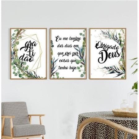 Quadro Decoração Quarto Sala Gratidão Obrigada Deus