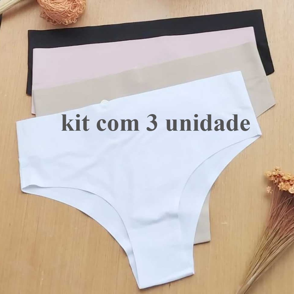 Bela kit 3 Calcinhas feminina Cintura Alta Sem Costura Corte a Laser Confortável