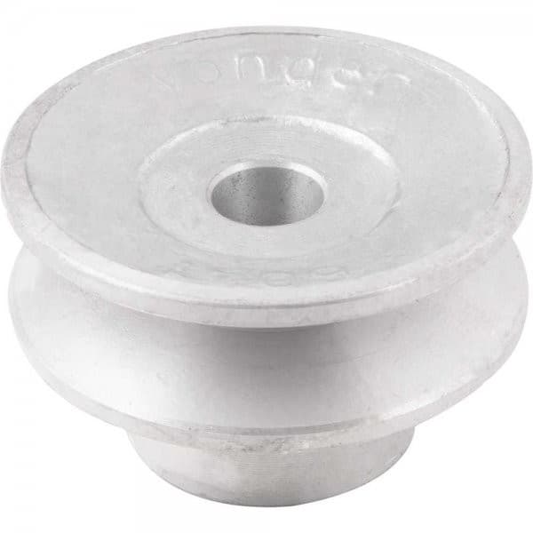 Polia de alumínio 1 canal perfil A 60 mm com furo de 1/2" 12.7 mm VONDER