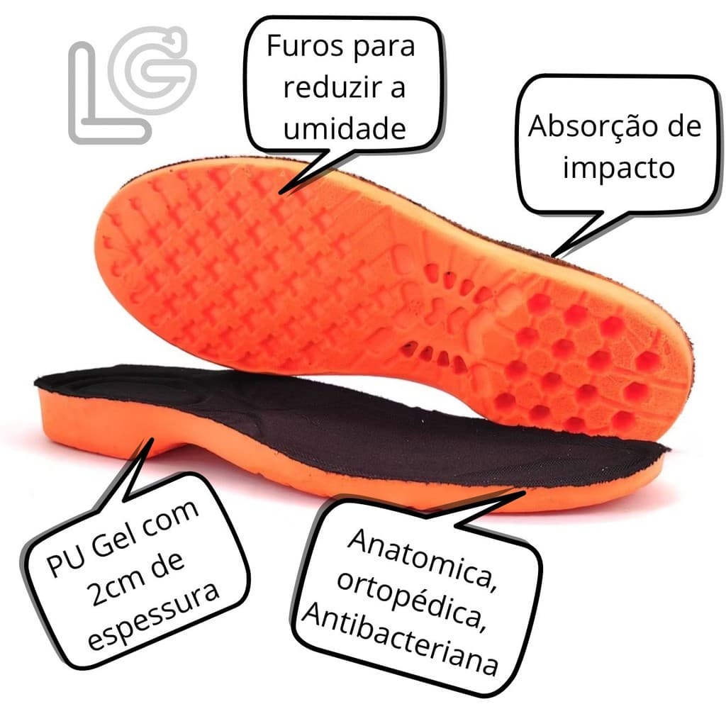 Palmilha em Gel para coturno militar motociclista Lughato