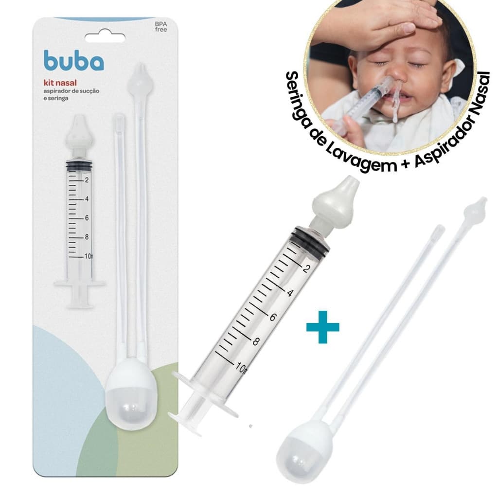 Kit Aspirador Nasal Bebe Seringa Lavagem Nasal Infantil Bebê Buba Crianças +Brinde da Loja