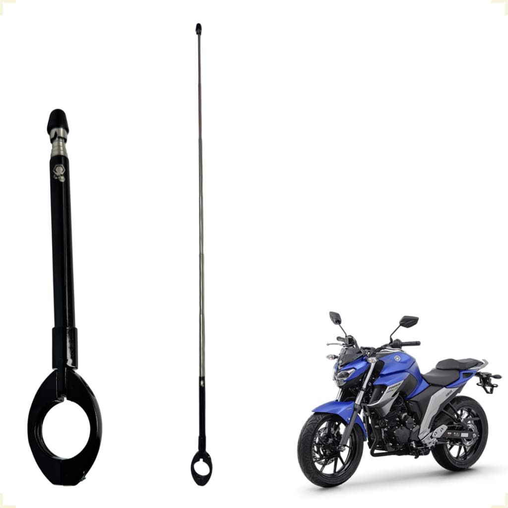 Antena Corta Pipa e Linha Retrátil Anti Cerol Aço Inox Guidão Retrovisor Moto Fazer 250