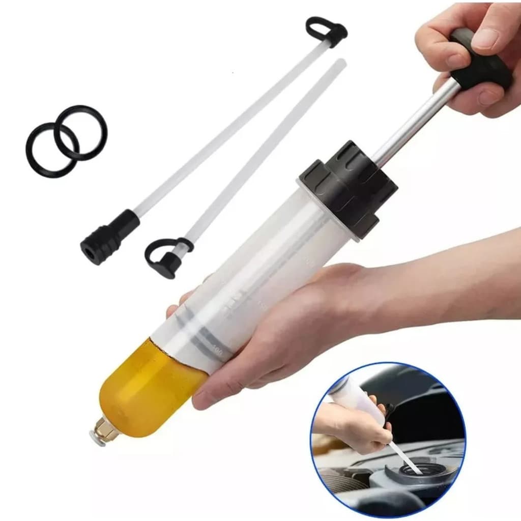 Bomba Manual Com Função De Extração de Óleo Veicular 200ml com Mangueiras e Adaptadores