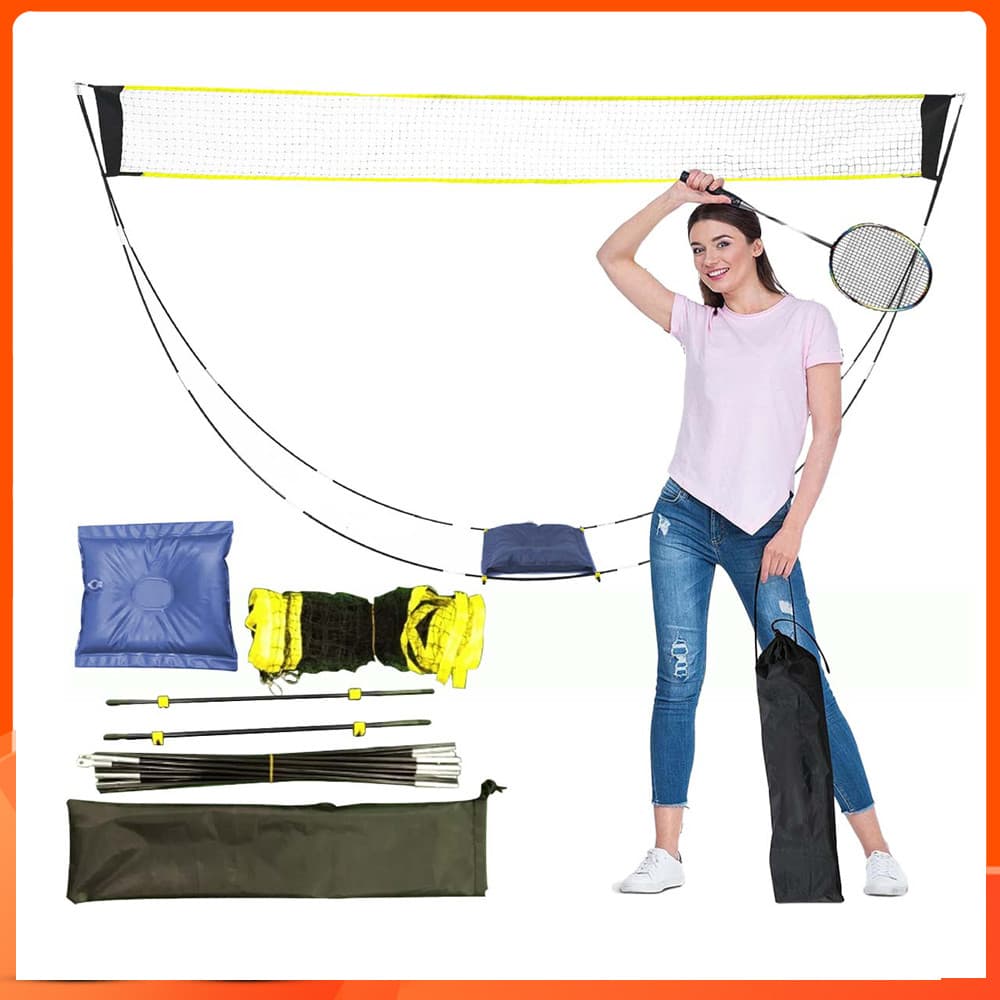 2.9*1.6M Rede Badminton Portátil Padrão Dobrável Indoor Exterior Esportiva De Tênis De Vôlei Rede amarelo preto