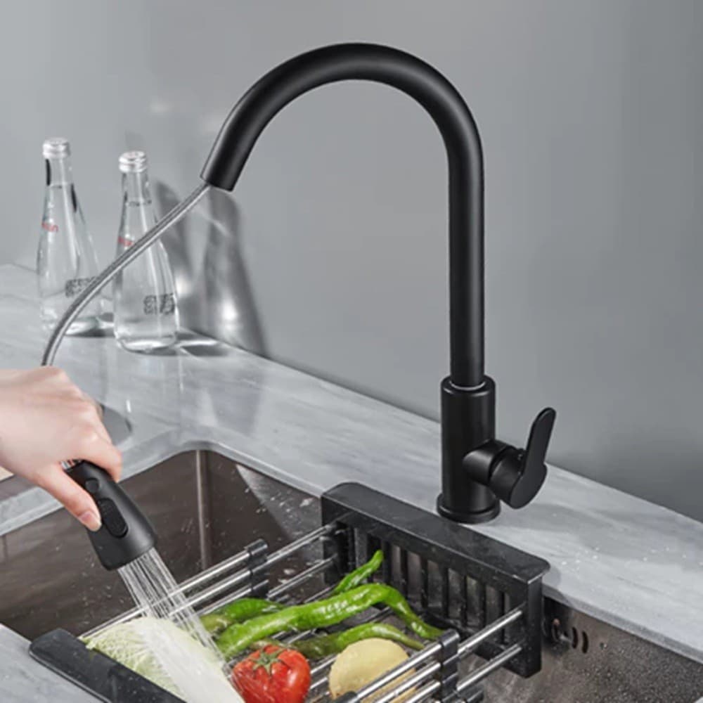 Torneira Misturador De Gourmet Luxo Preta Fosco Para Cozinha