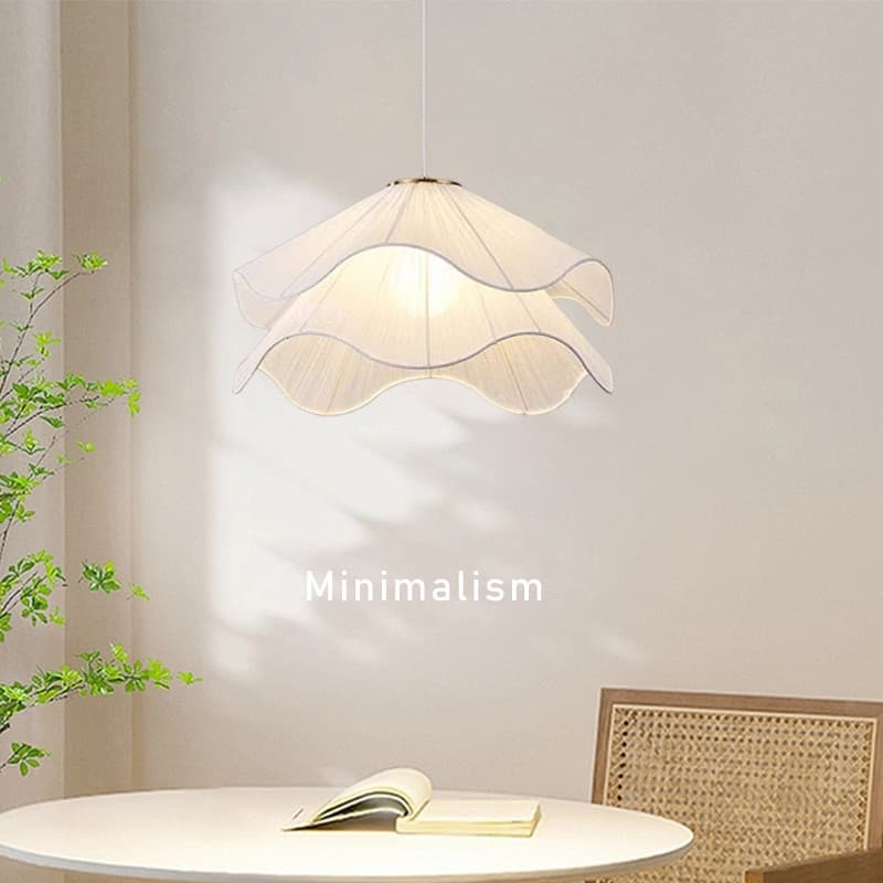 Novidade Nordic Tecido Pétala Pingente Luz Led Sala De Estar Quarto Lustre Teto Retro Jantar Barra Contador Pendurado Lu