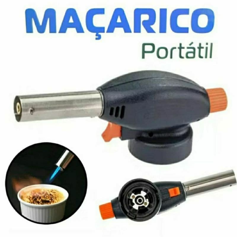 Maçarico Culinário Portátil Multiuso a Gás Profissional Recarregável Bico Cerâmica Culinária