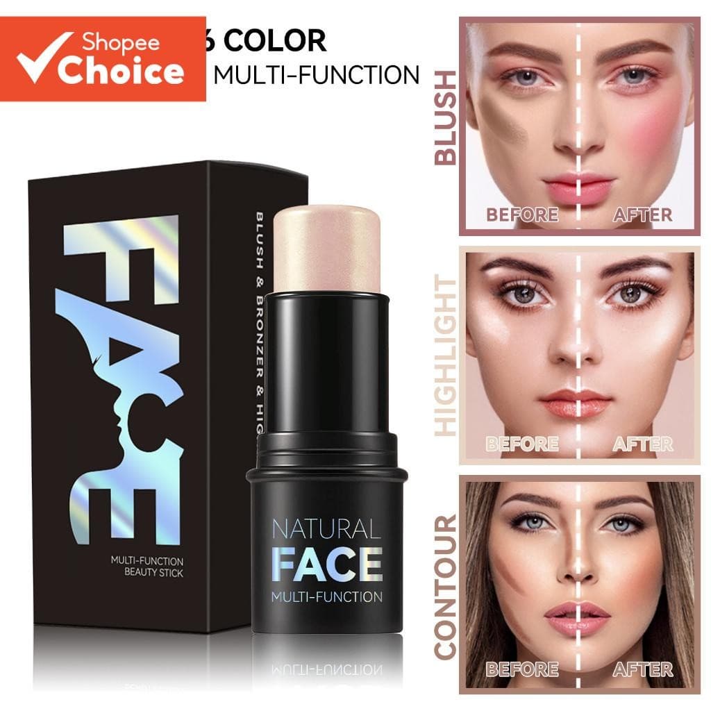 Sombra de Contorno Brilhante para Maquiagem Tridimensional Tom de Pele Europeu Americano Destaque Blush
