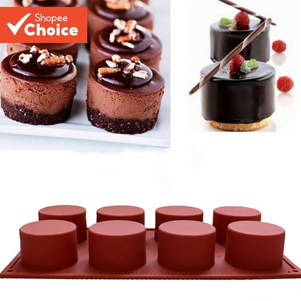 8 Cavity Molde Redondo de Bolo de Silicone para Bolos e Pudim de Geleia