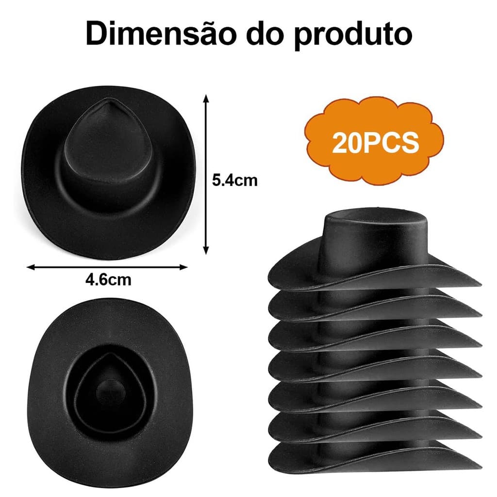 Mini chapéu de cowboy de 20 peças, chapéu de cowboy fofo mini chapéu de cowboy (preto)