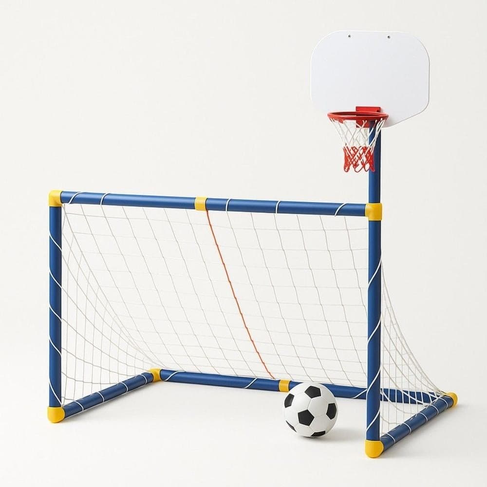 Kit Golzinho Futebol + Cesta de Basquete Infantil 2 em 1 com Bolas e Bomba de Ar - Portal Presentes