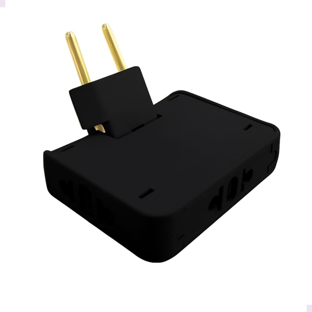 Adaptador de Tomada Benjamin Articulado Te Universal 2 Pinos Preto
