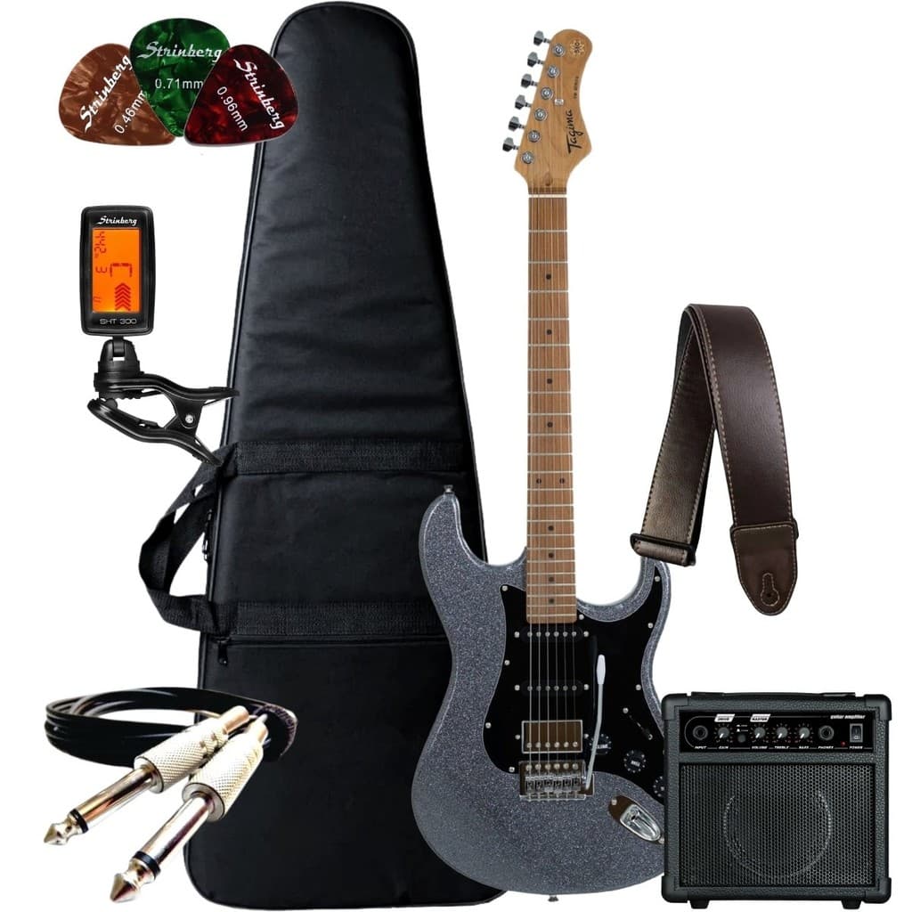 Kit Guitarra Elétrica Tagima TG-580 Escala Clara + Acessórios + Amplificador