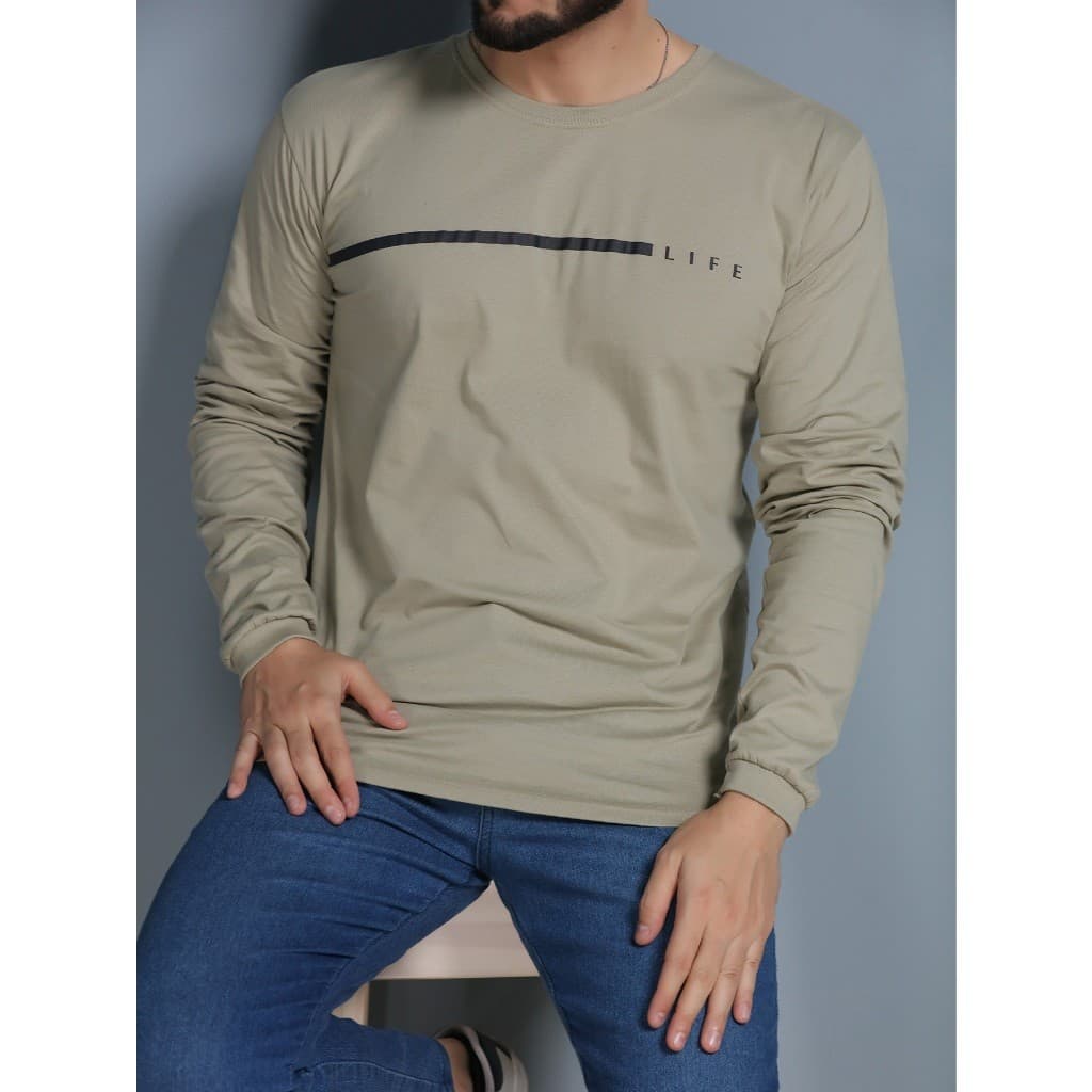 Camiseta Masculina manga longa blusa sem capuz basico estampada life