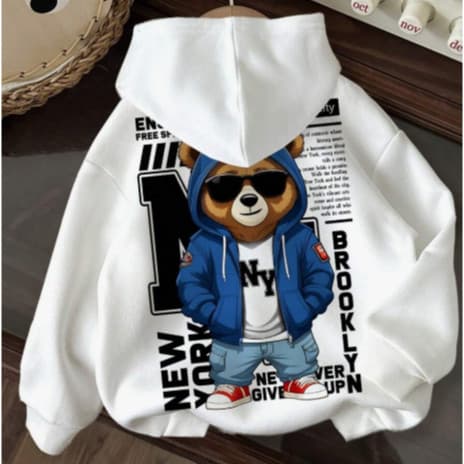 Moletom Blusa de Frio Para Criança Unissex NY Urso Flanelado