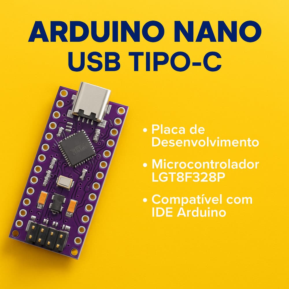 Nano USB Tipo-C  - LGT8F328P - Ch340  3.3v 16mhz Nano