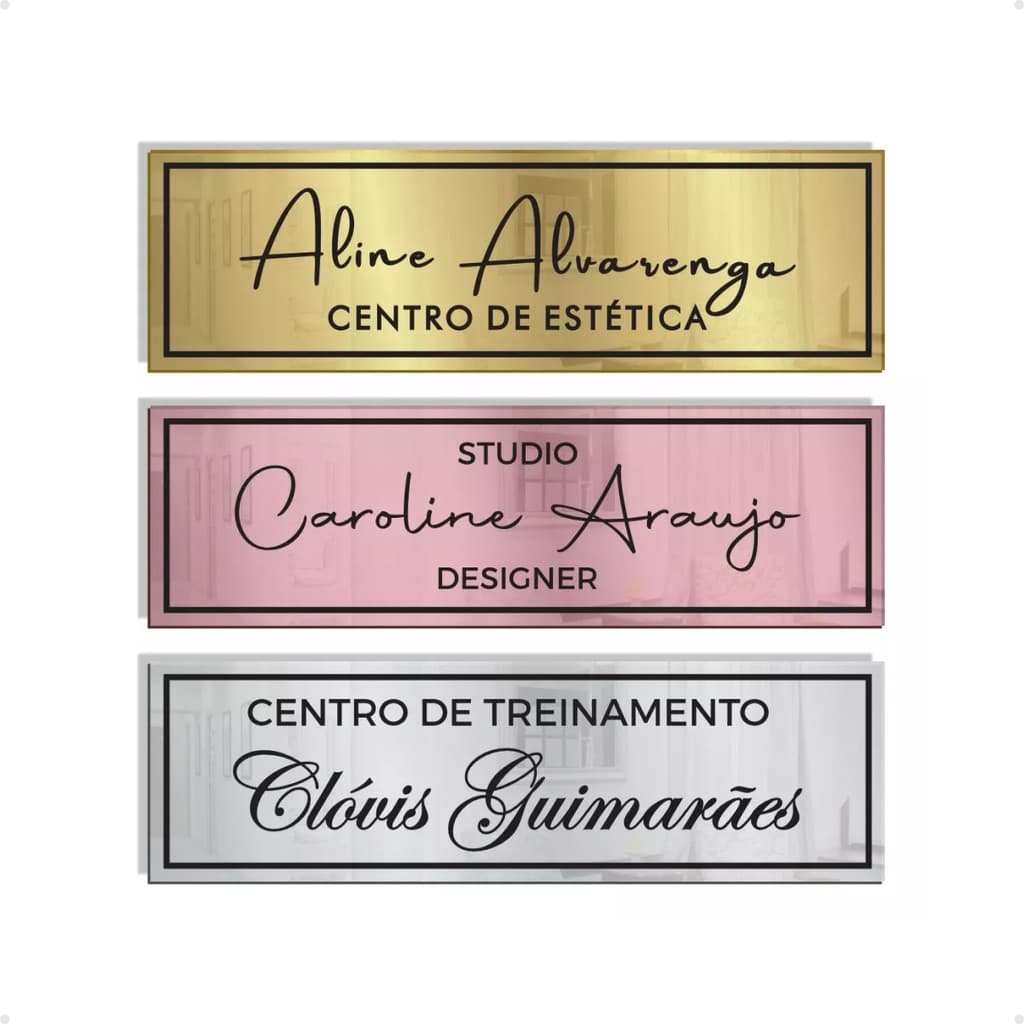 Placa de Profissão Personalizada em Acrílico Espelhado - 10x30cm