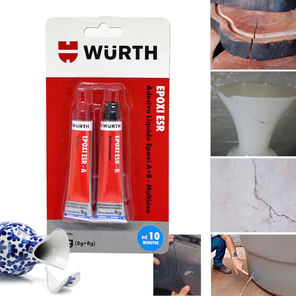 SUPER COLA TUDO  EPOXI ESR WURTH - REPAROS SUPER COLA CURA RÁPIDA ARTESANATO VIDRO