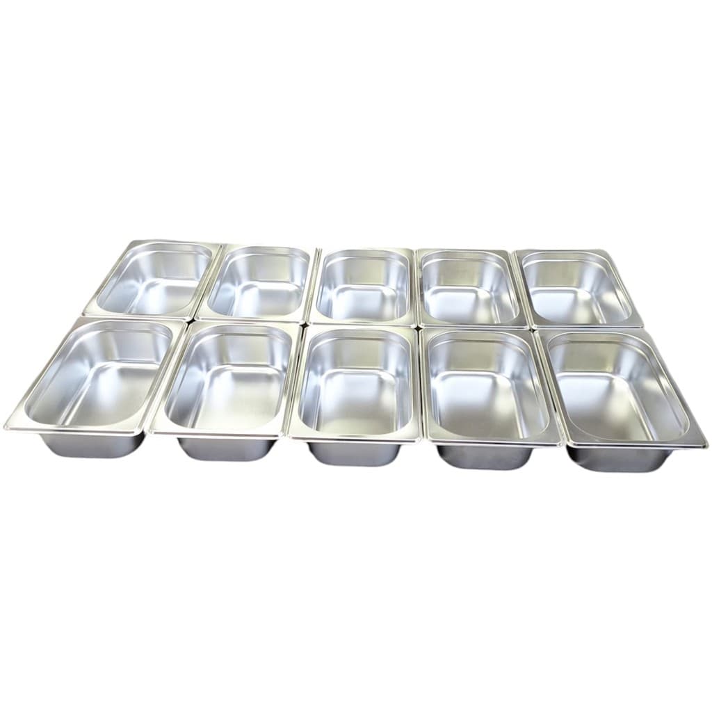 KIT 10 CUBAS GN INOX 1/4 65MM SEM ALÇA 16,4x6,5x26,5CM 1,5L