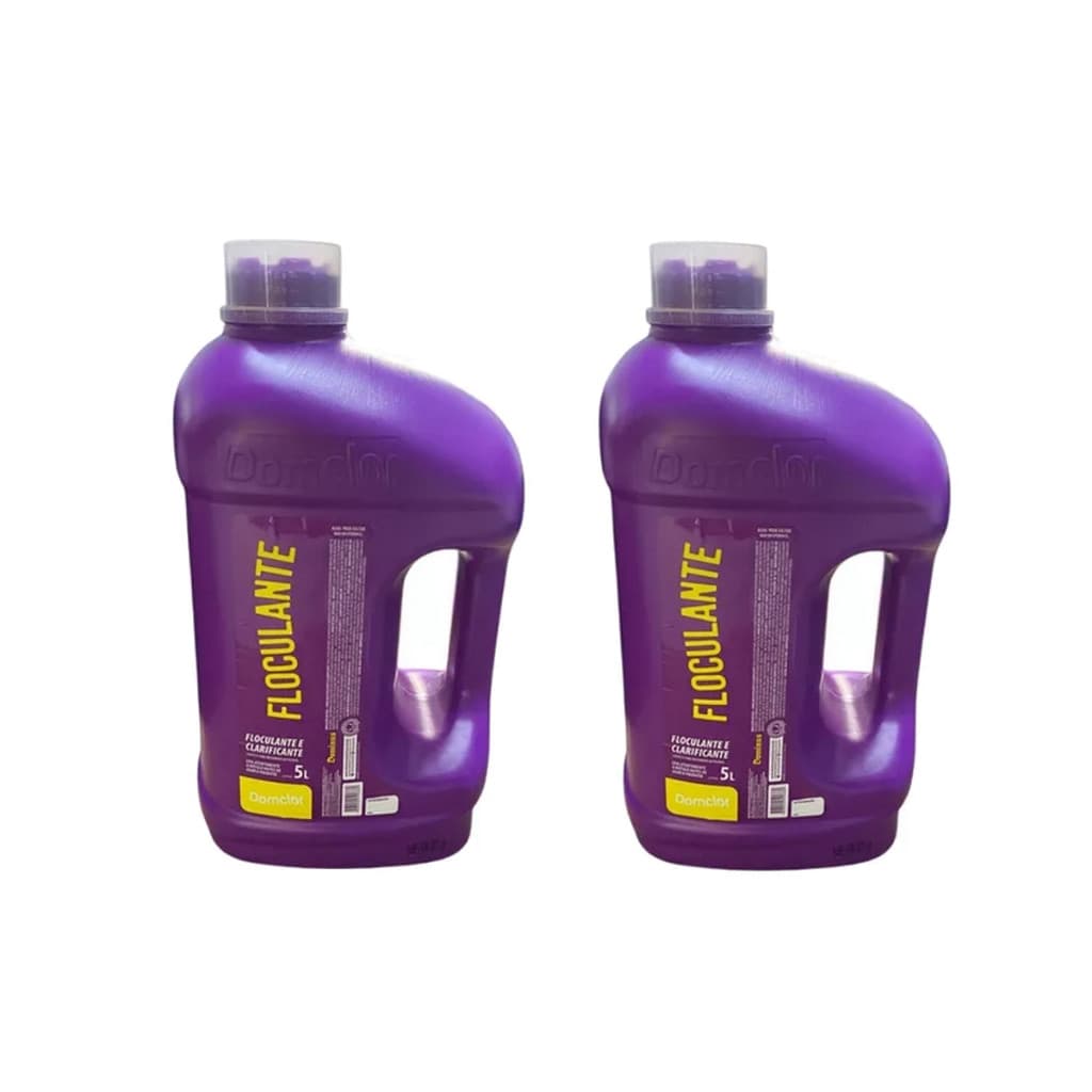 Kit 2 Clarificante Domclor 5 Litros Floculante Decantador De Impurezas Limpeza Para Piscinas