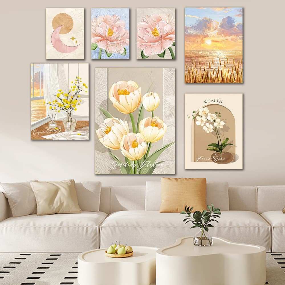 Quadros decorativos Flores Plantas Papel De Parede Quarto Sala De Estar Decoração De Escritório