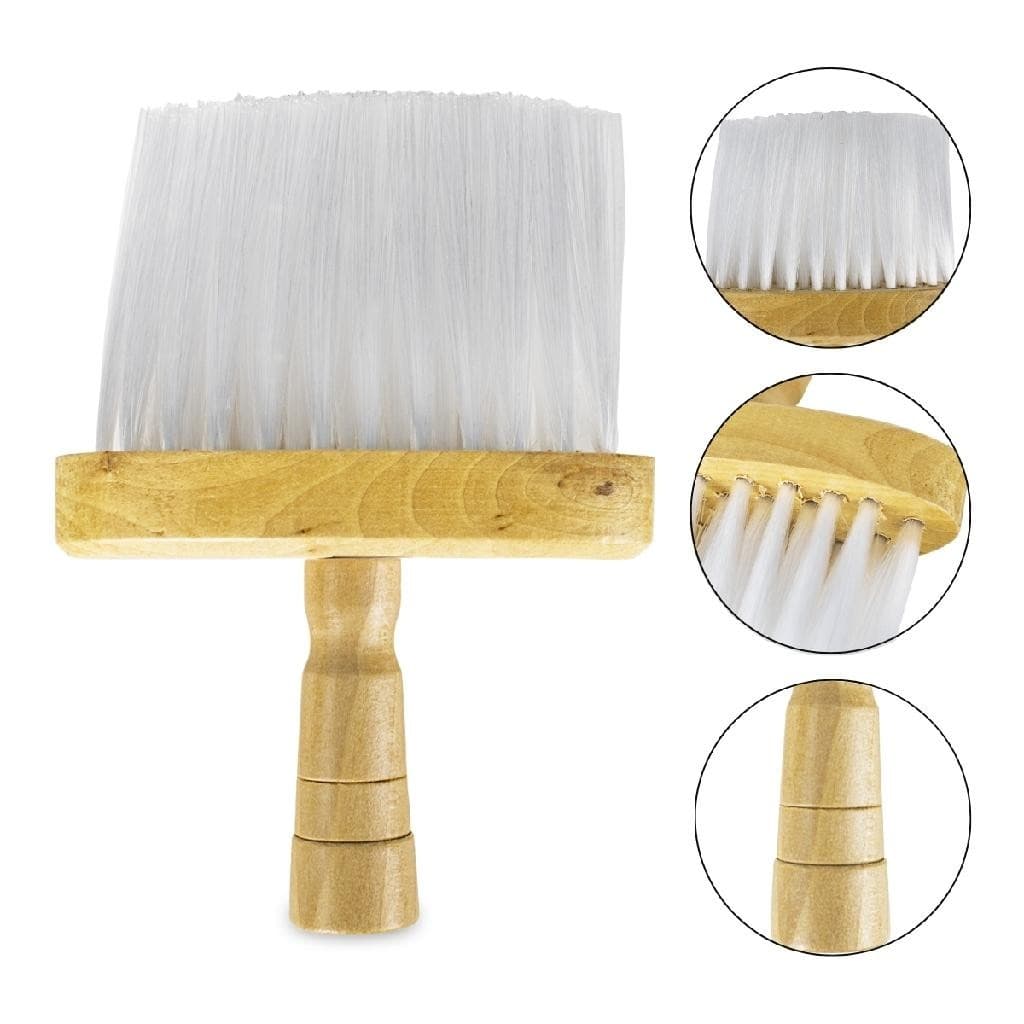 Escova Espanador Pincel Pescoço Ombros Orelha Cabo Madeira Barbearia Salão Corte Barba Cabelo Bigode