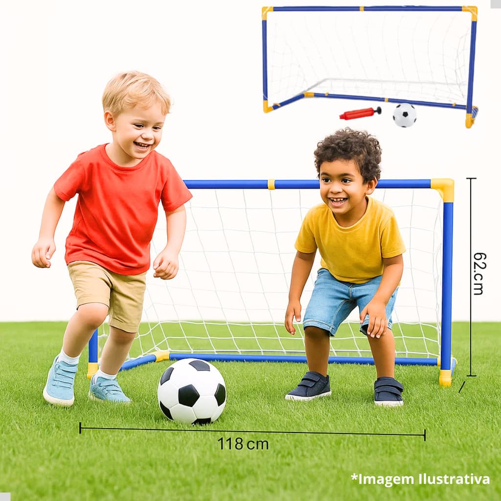 Trave De Futebol Brinquedo Kit Bola Bomba Gol Rede Grande