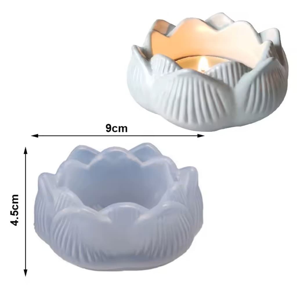 Molde De Silicone Para Vela Flor De Lótus Pote Castiçal Cinzeiro Resina Gesso Cimento Artesanato DIY