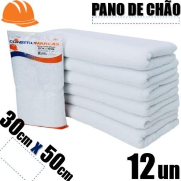 KIT 12 PANO DE CHÃO SACO ALVEJADO 40CM X 65CM CONSTRUMARCAS