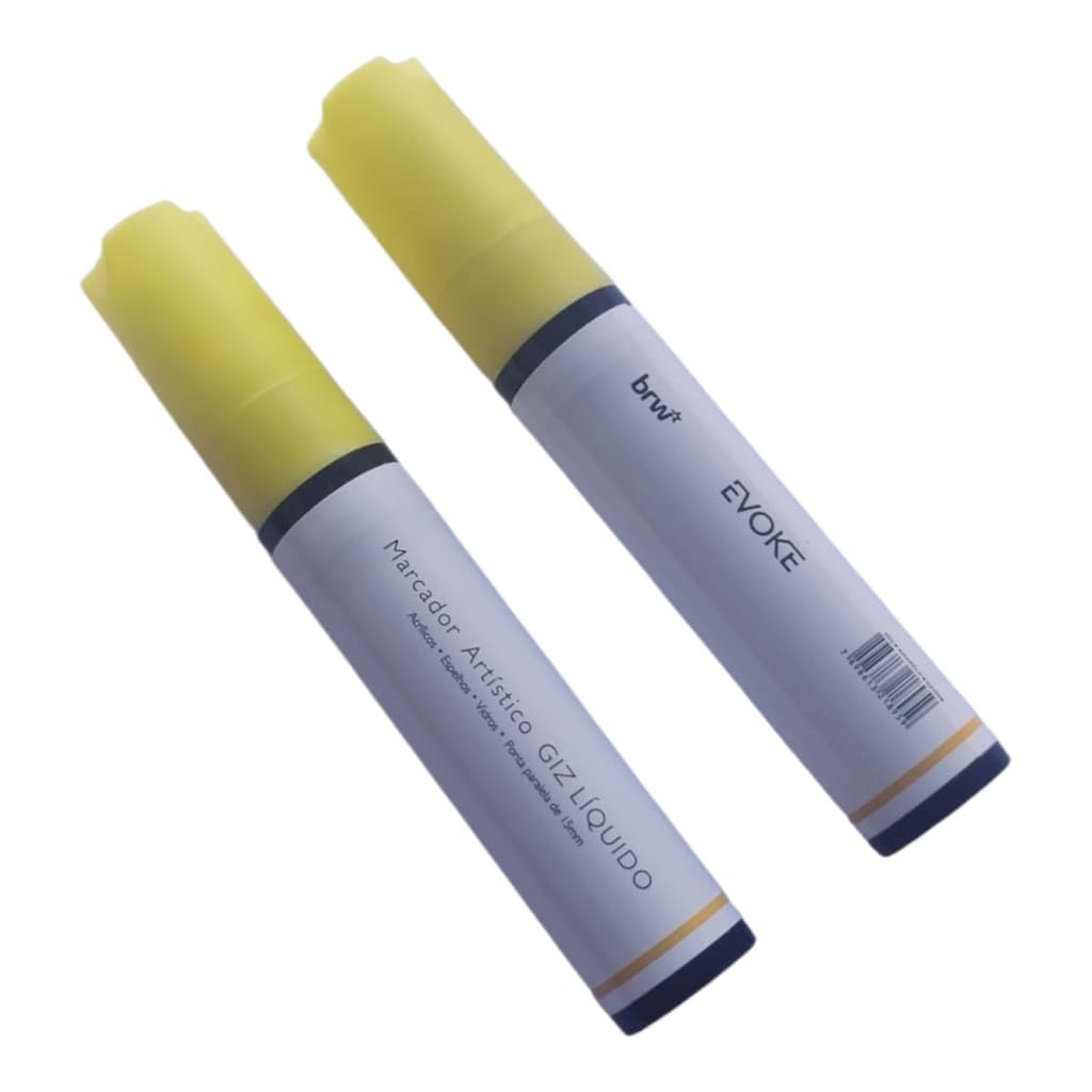 Giz Líquido Amarelo 15mm Canetão Lousa Vidro 2 Unidades