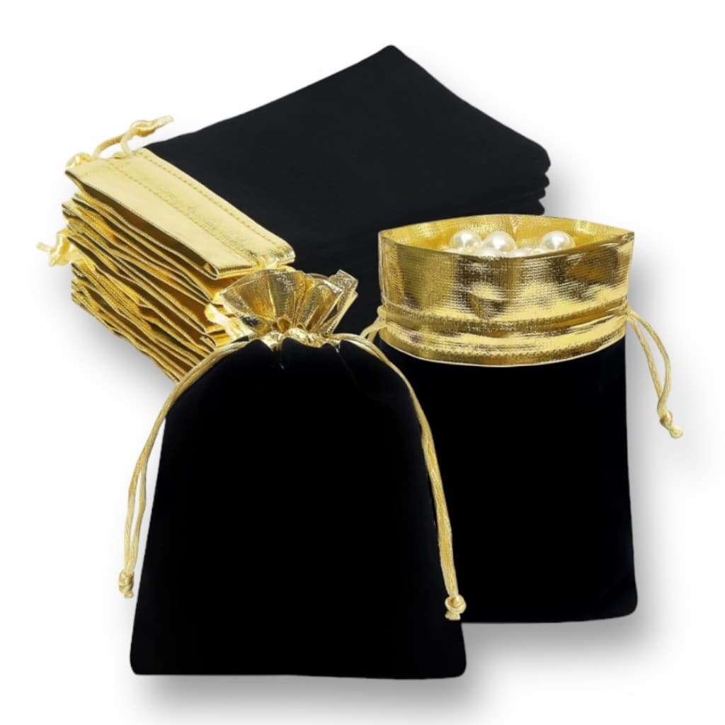 Kit 50 Saquinhos Saco de Veludo 7x9/10x12 Embalagem Brindes Presentes Lembrancinha Natal Jóias Festa Casamento