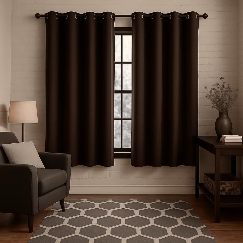Cortina Roma  2,00 x 1,70 Para Quarto Ou Sala Corta Luz Tabaco Para Janela