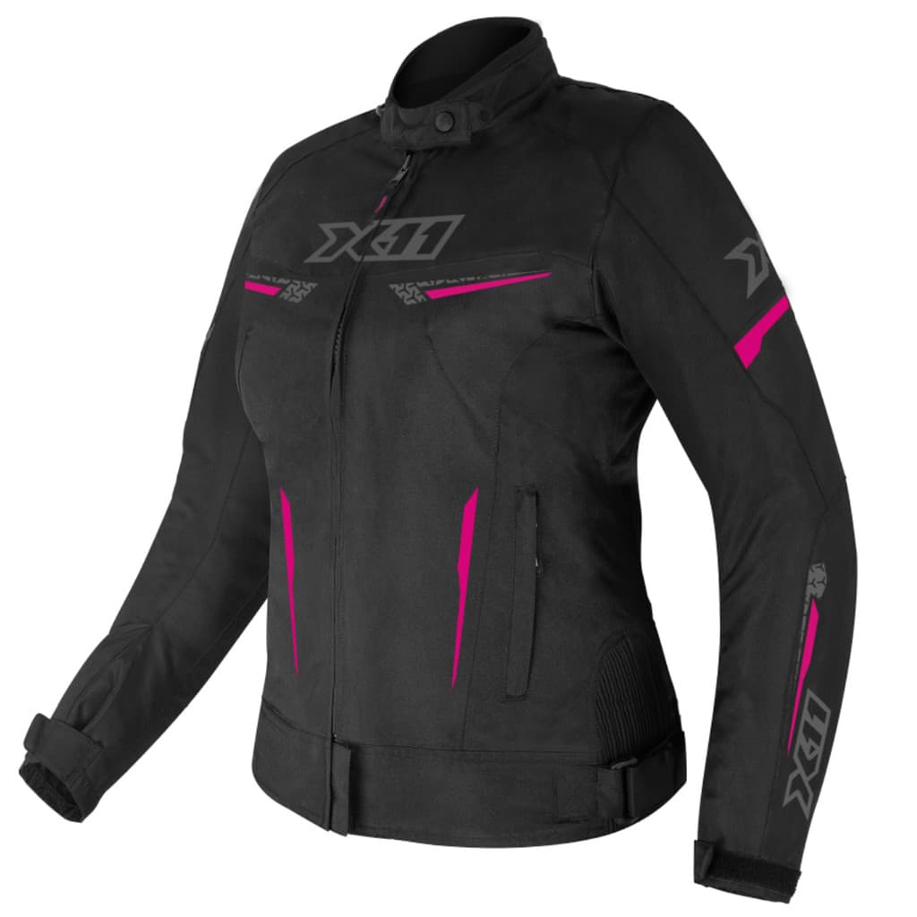 Jaqueta Feminina Moto Motociclista X11 Guard 3 Preto Rosa