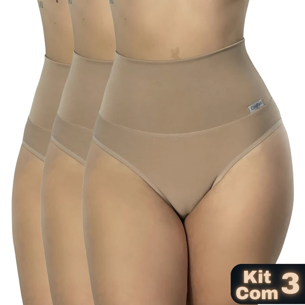 kit 3 Cintas Suplex Alta Compressão Cós Duplo Pós-Parto Não Enrola Gestante