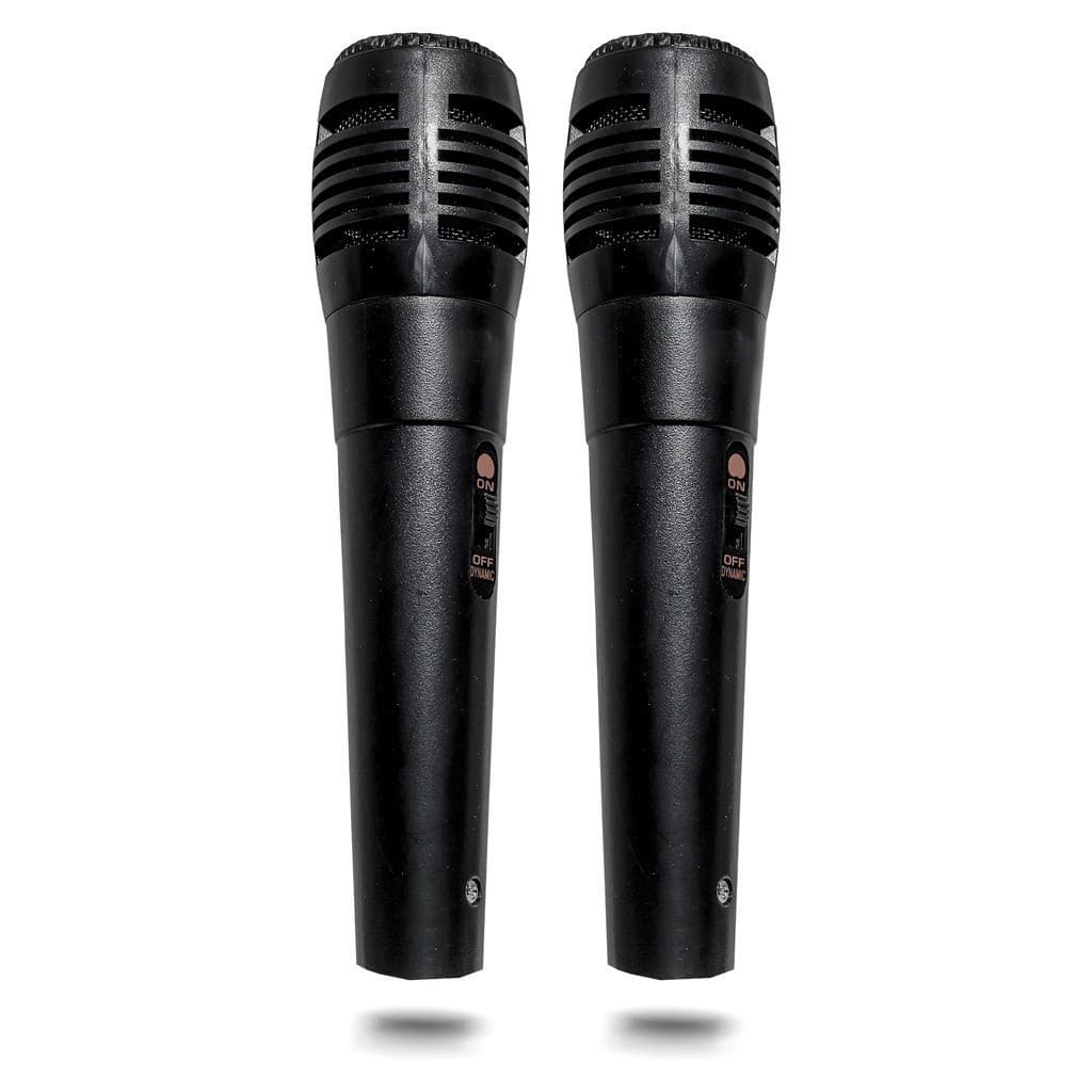 Kit 2 Microfone Dinâmico Karaokê De Mão On/Off P10 XLR Cabo Profissional