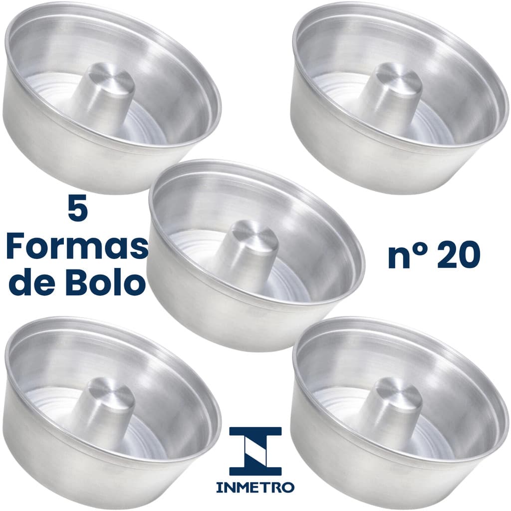 Forma de Bolo para Fazer Bolos Caseiros com 20cm de Diâmetro e Furo Central Feita de Alumínio Grosso